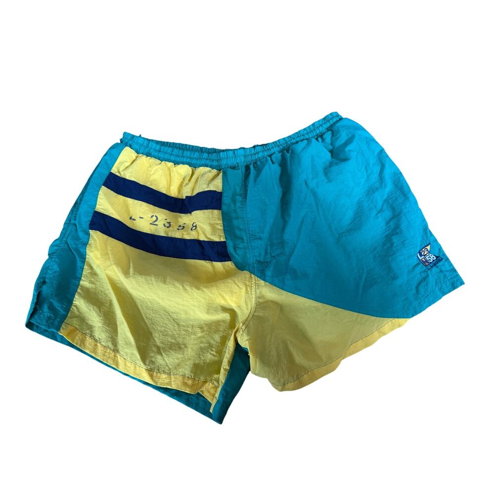 Vintage 90s Laguna green and yellow swim trunks